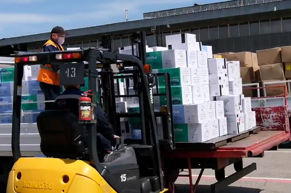 Medical supplies being loaded